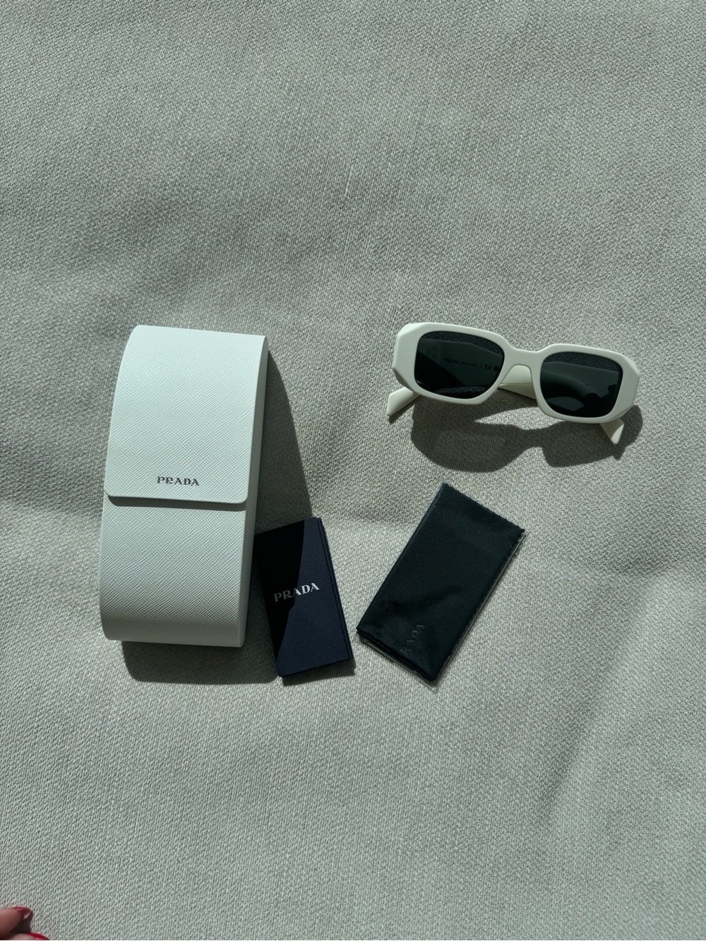 White Retro Prada Rectangle Sunglasses - Picture 6 of 6